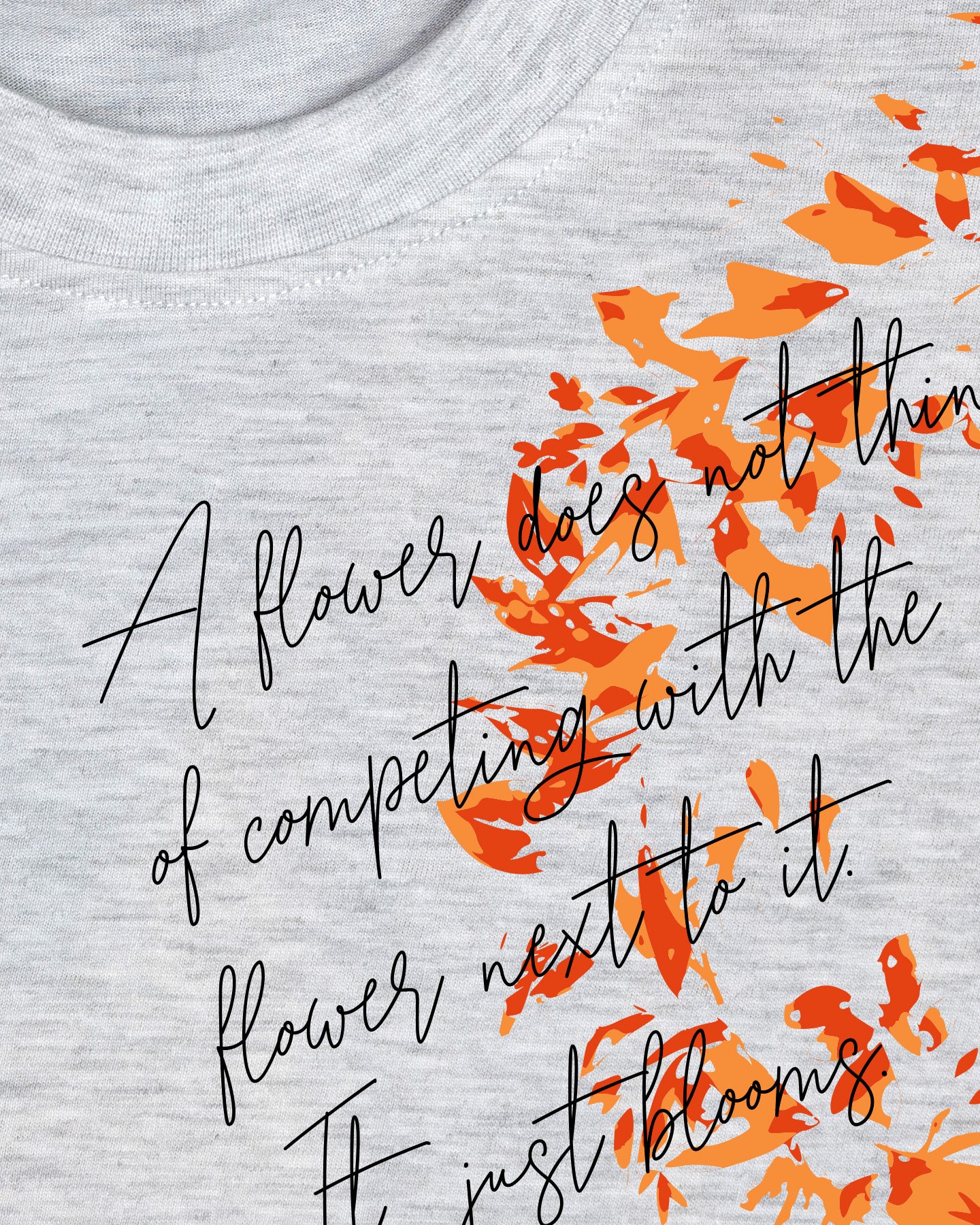 Just blooms Melange White Classic Fit T-shirt