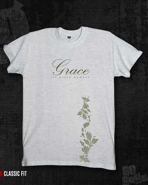 GRACE Melange White Classic Fit T-shirt