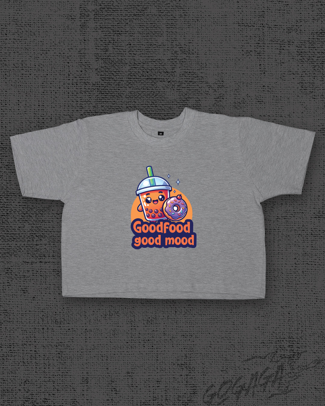 Good food good mood Melange Grey Crop Top