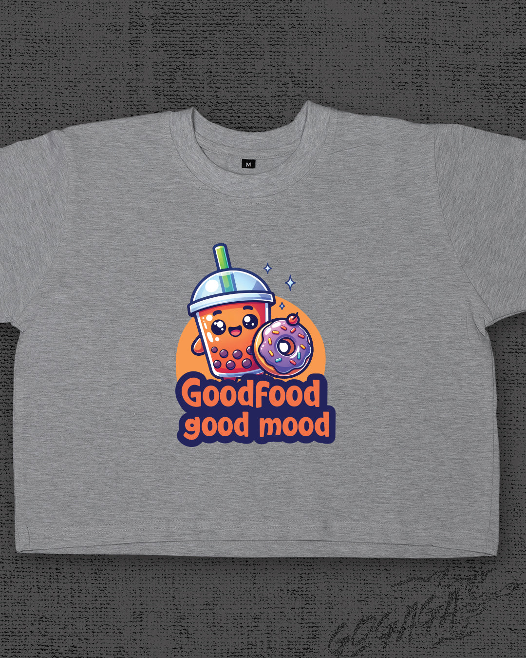 Good food good mood Melange Grey Crop Top