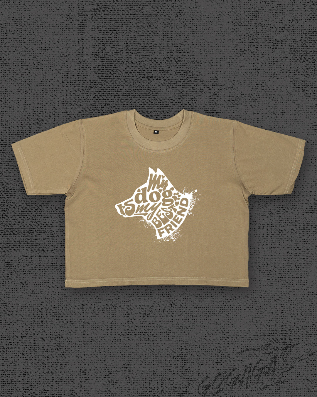 My dog is my best friend Dark Beige Crop Top