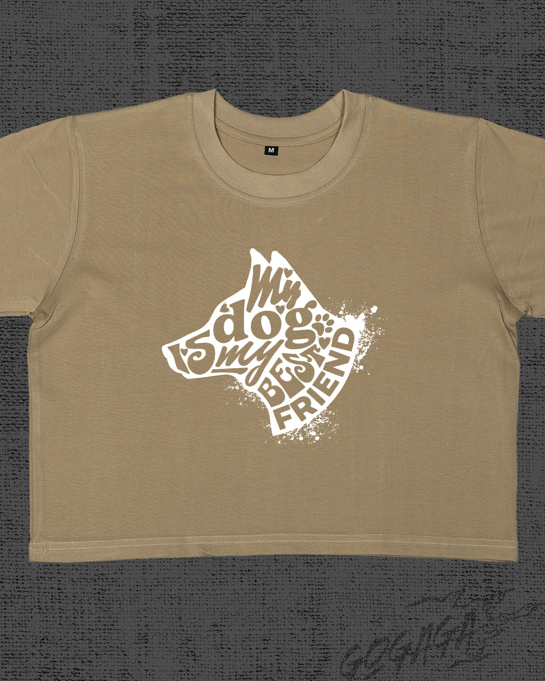 My dog is my best friend Dark Beige Crop Top