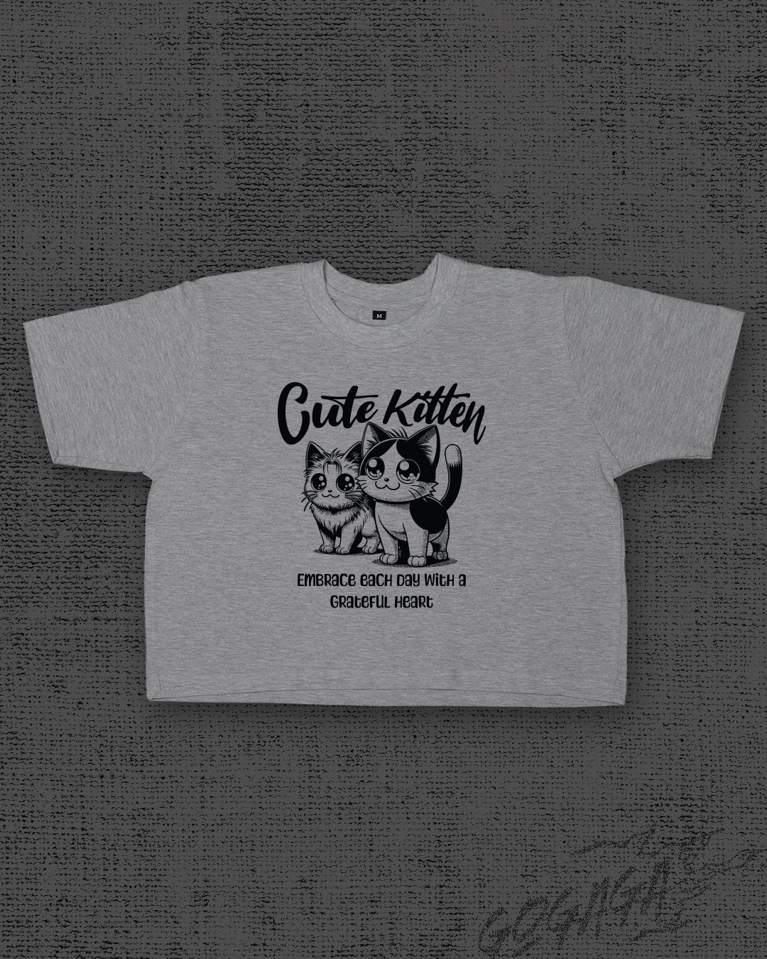 Kute Kitten Melange Grey Crop Top