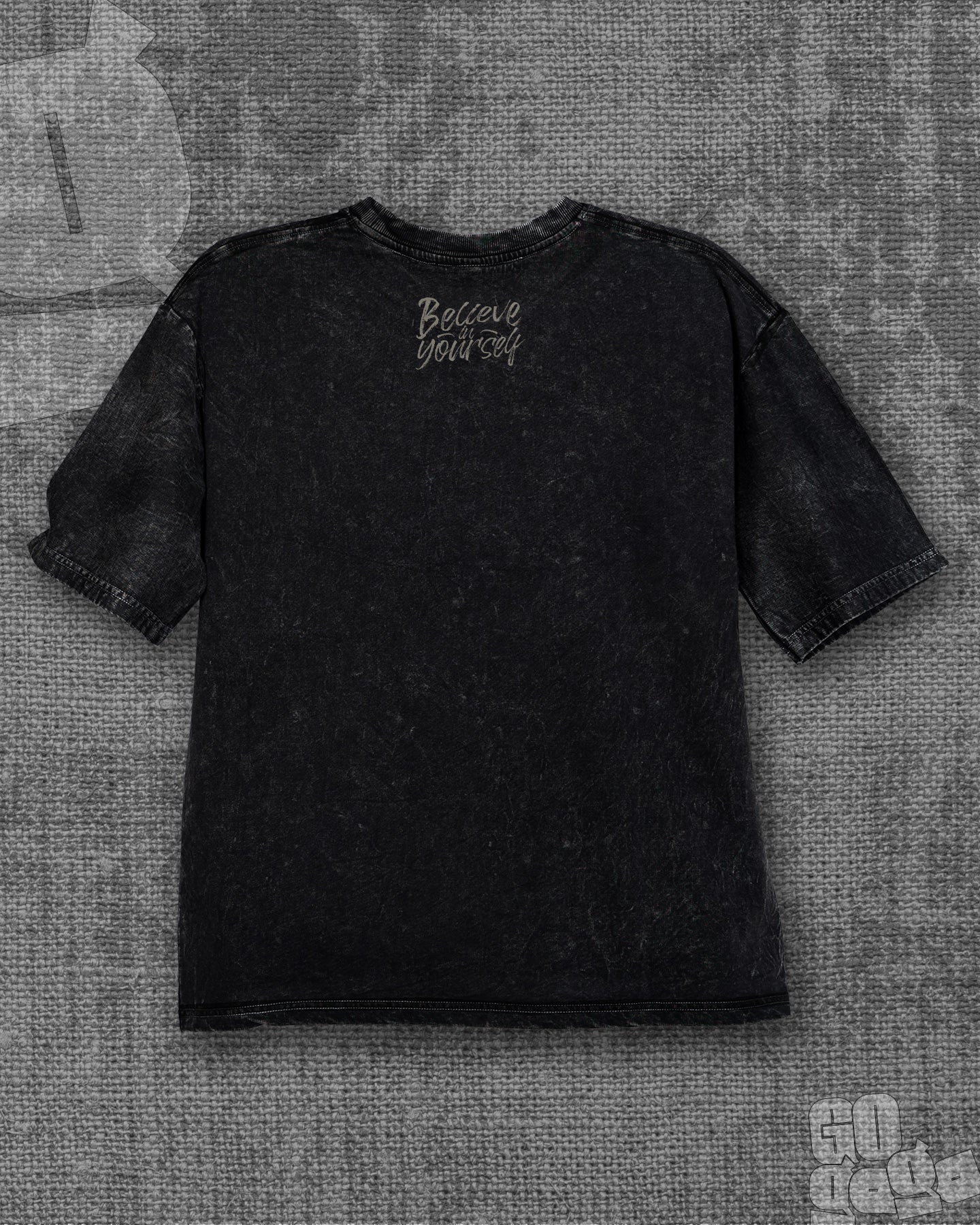 Believe in your self Black stonewash Heavyweight Oversized T-shirt