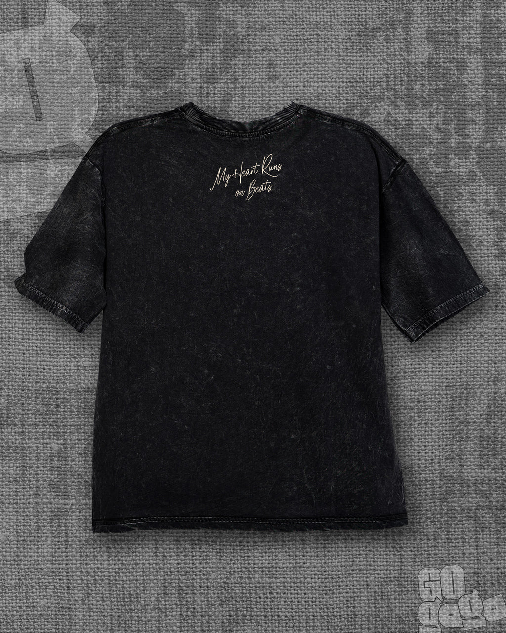 Music is Life Black stonewash Heavyweight Oversized T-shirt