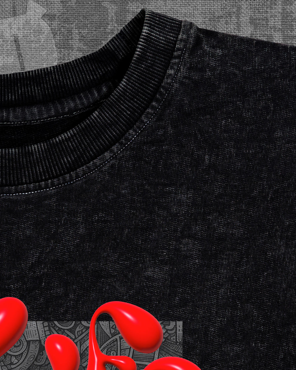 Music is Life Black stonewash Heavyweight Oversized T-shirt