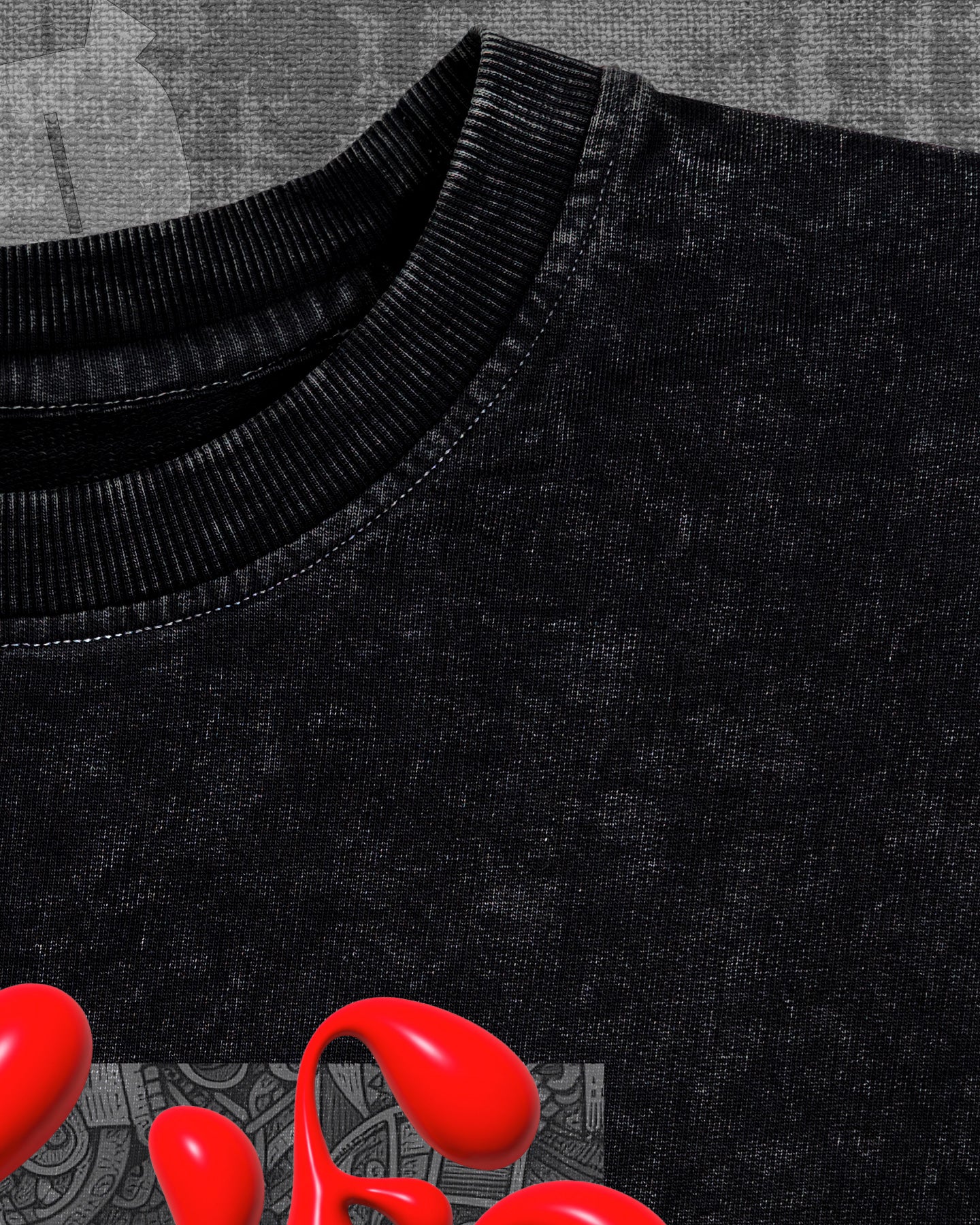 Music is Life Black stonewash Heavyweight Oversized T-shirt