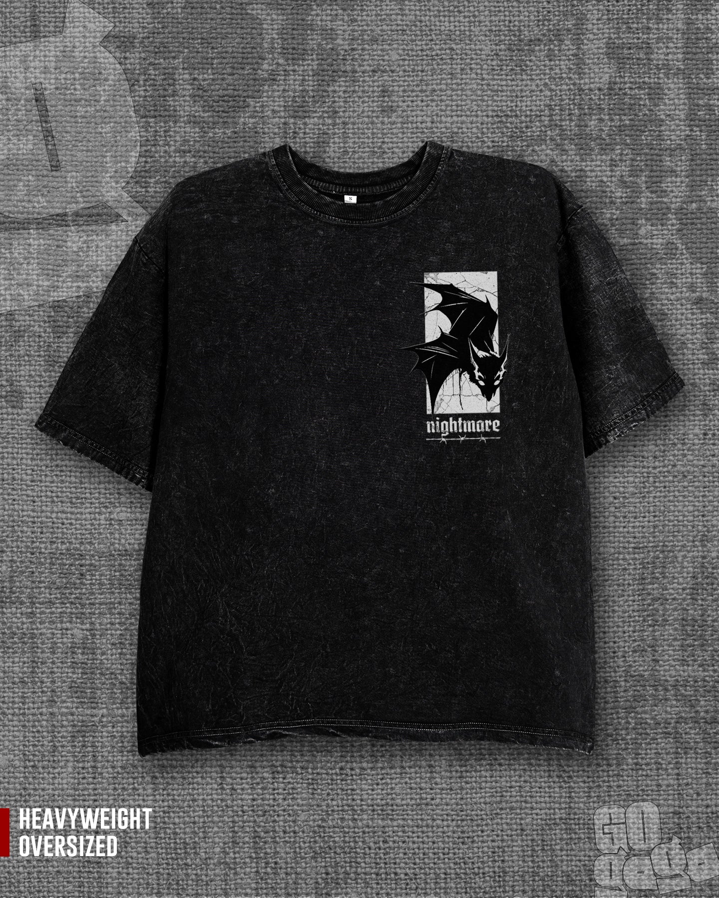 Nightmare Black stonewash Heavyweight Oversized T-shirt