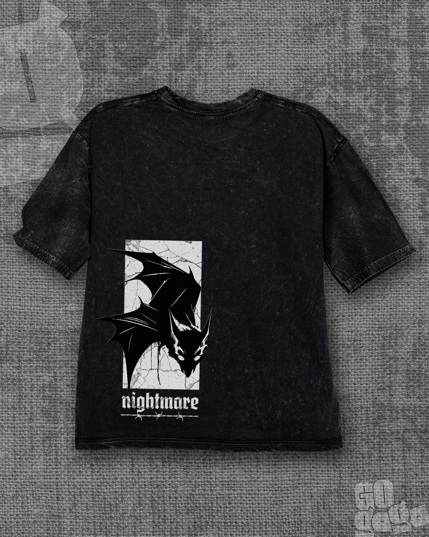 Nightmare Black stonewash Heavyweight Oversized T-shirt