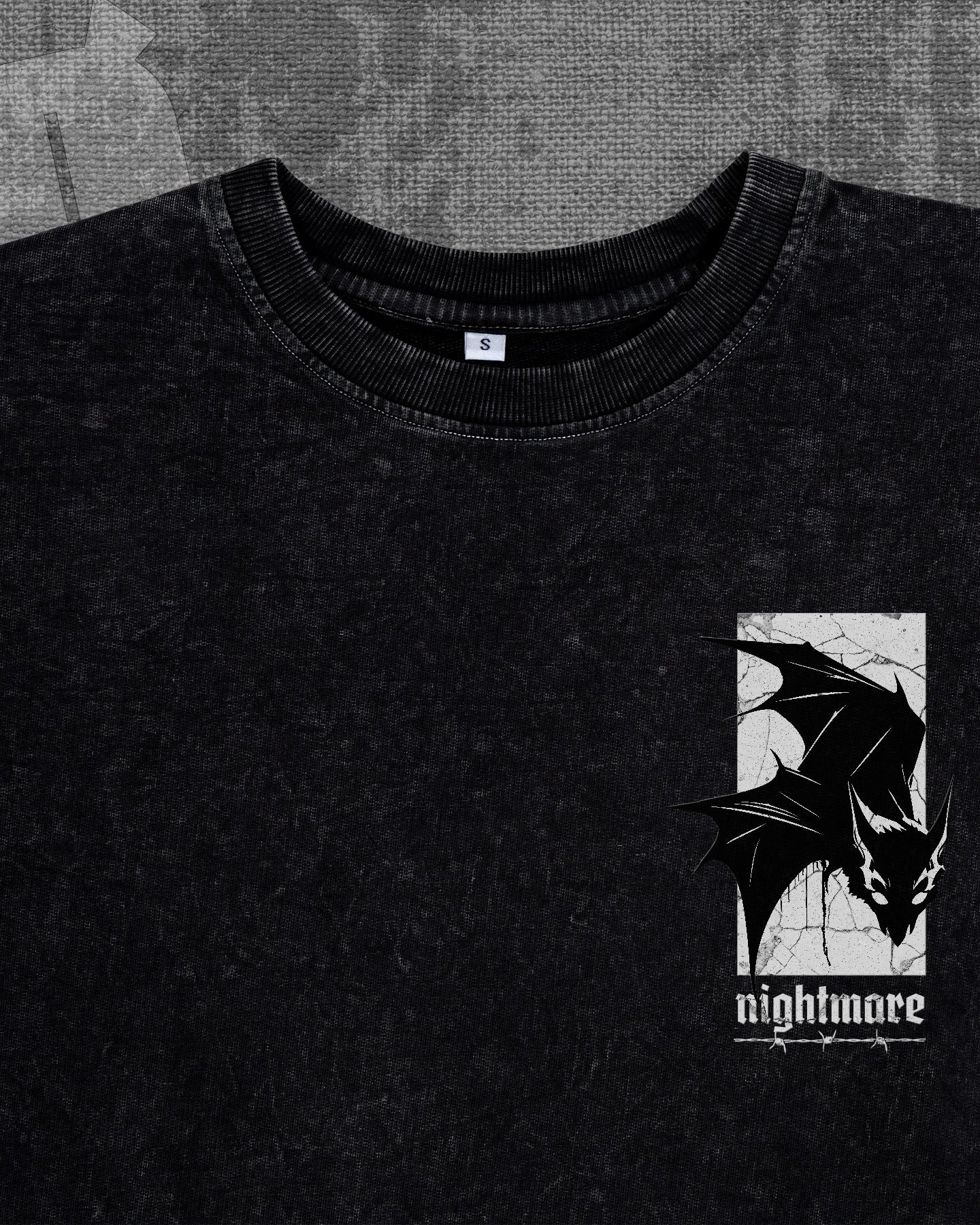Nightmare Black stonewash Heavyweight Oversized T-shirt