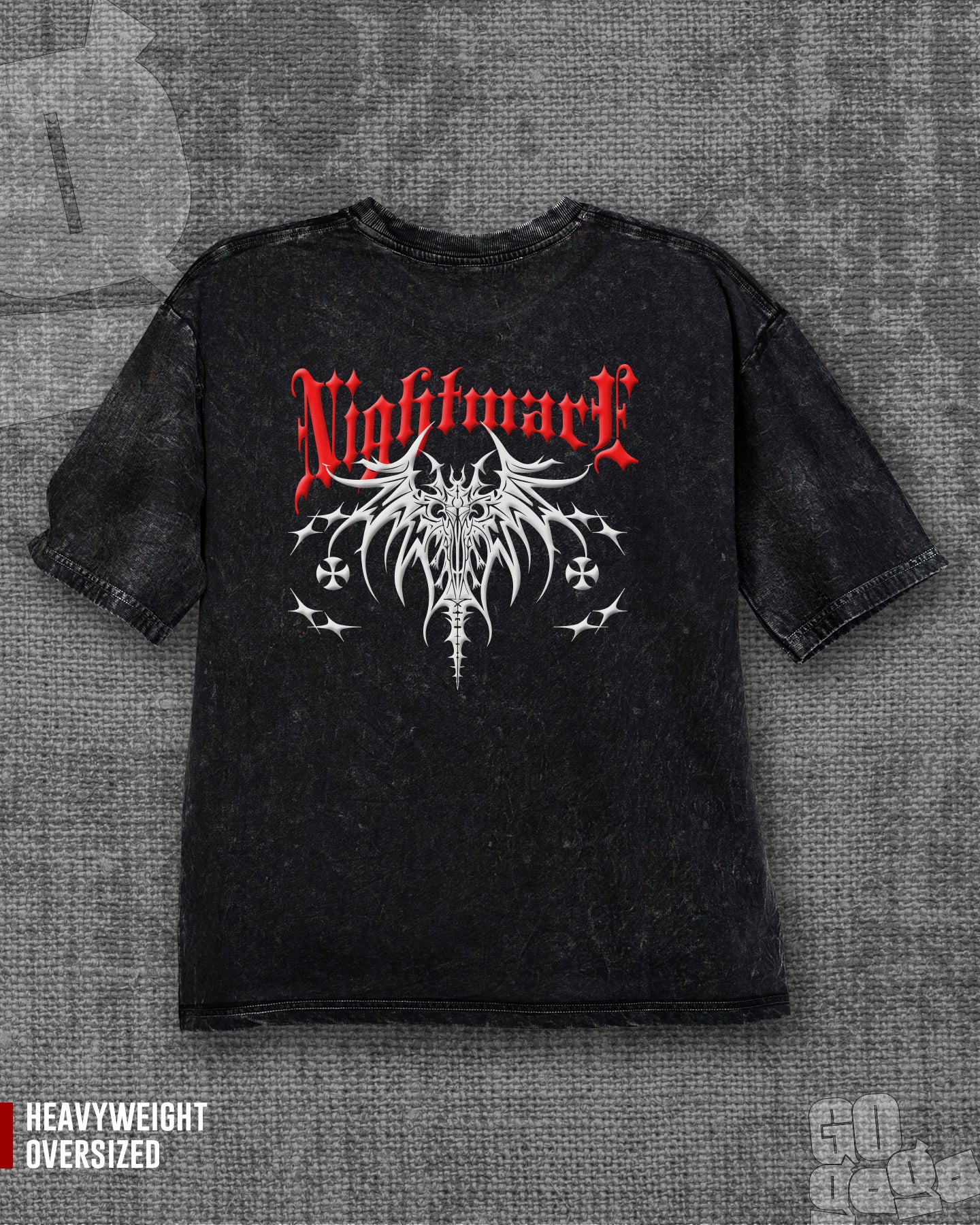 Nightmare Black stonewash Heavyweight Oversized T-shirt