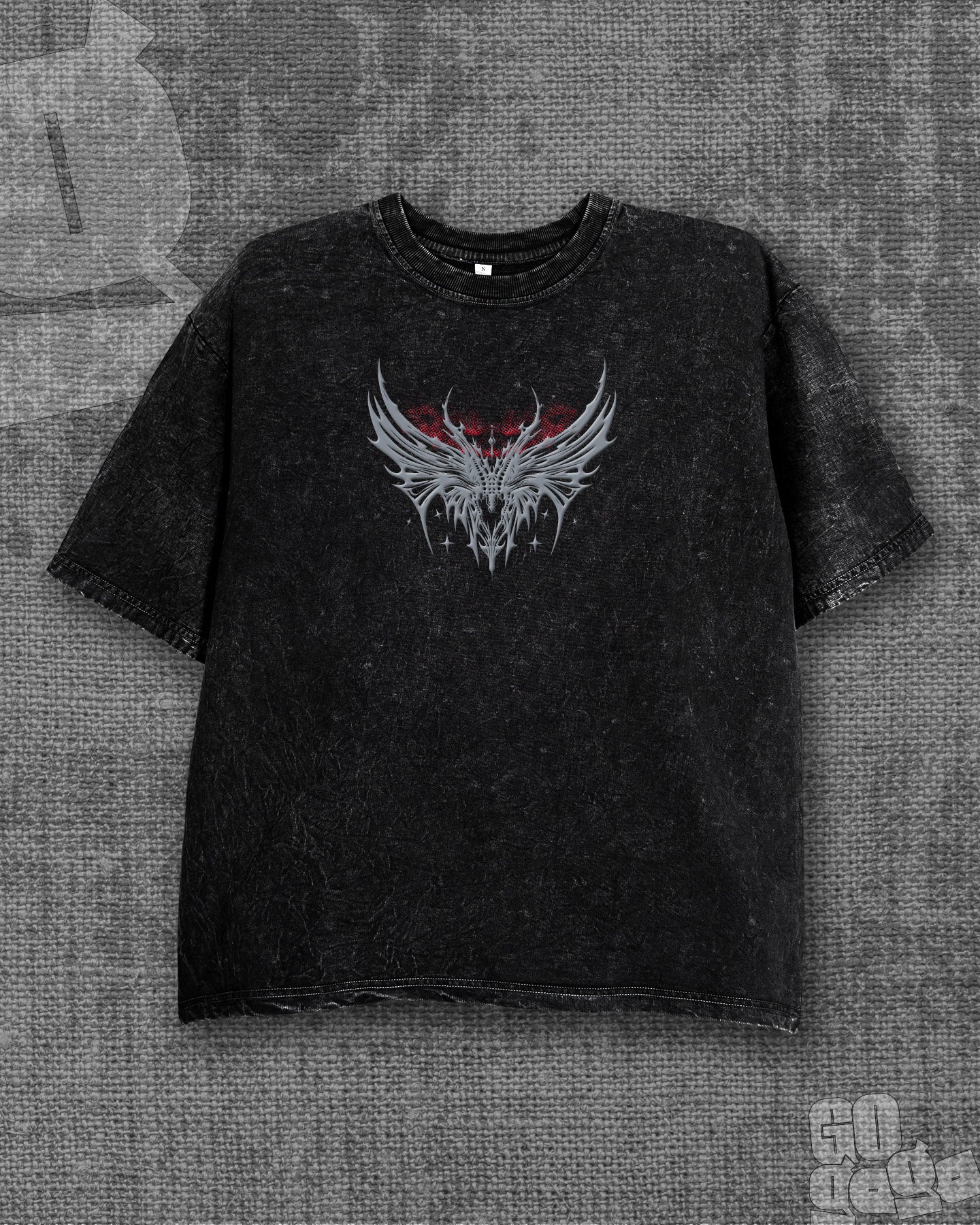 Eternal Shadows Black stonewash Heavyweight Oversized T-shirt