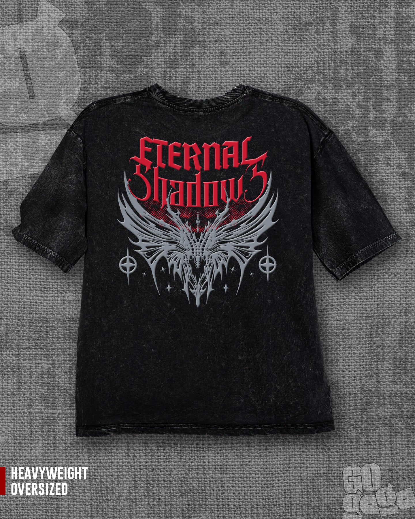 Eternal Shadows Black stonewash Heavyweight Oversized T-shirt