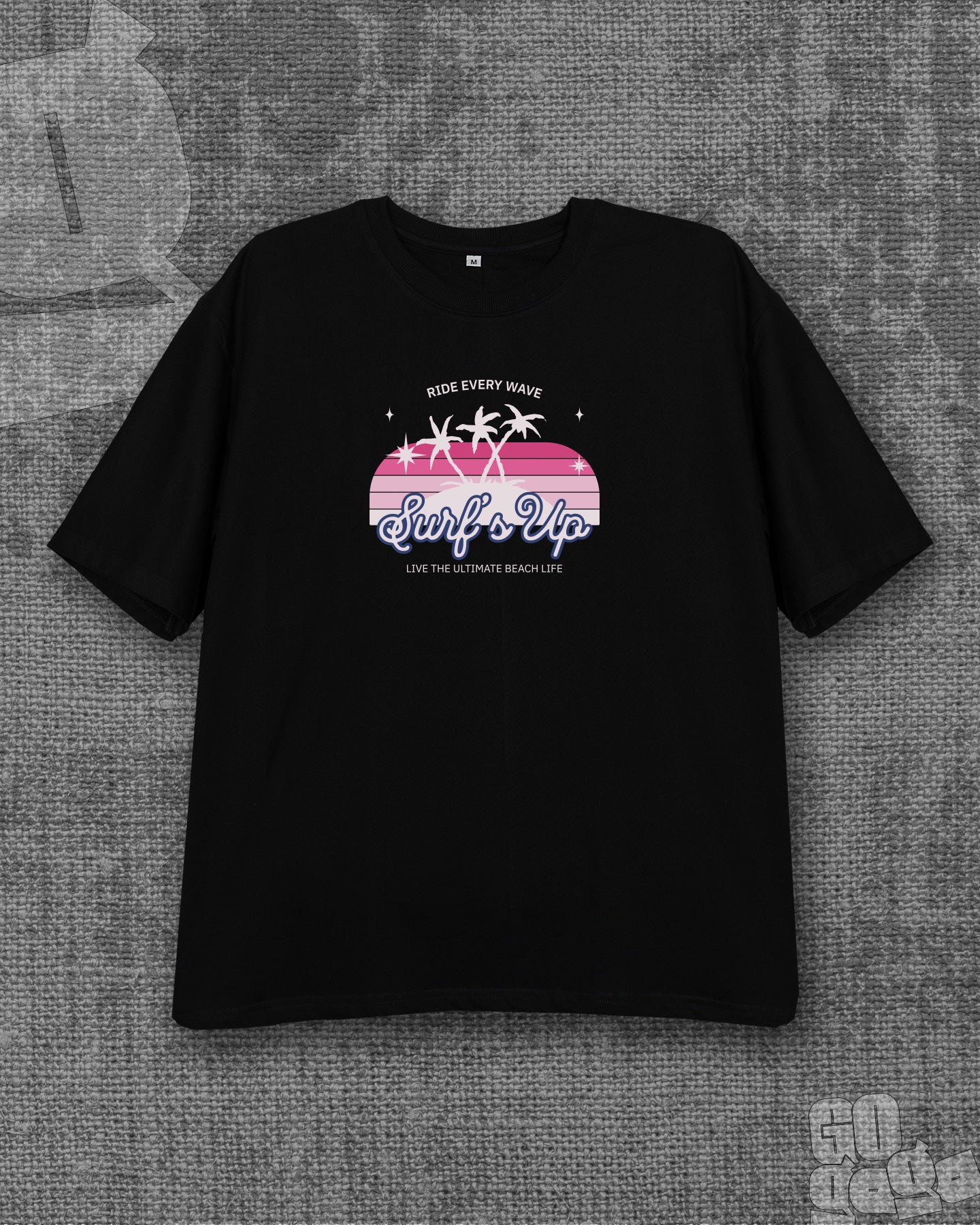 Surf's Up  Black Heavyweight Oversized T-shirt