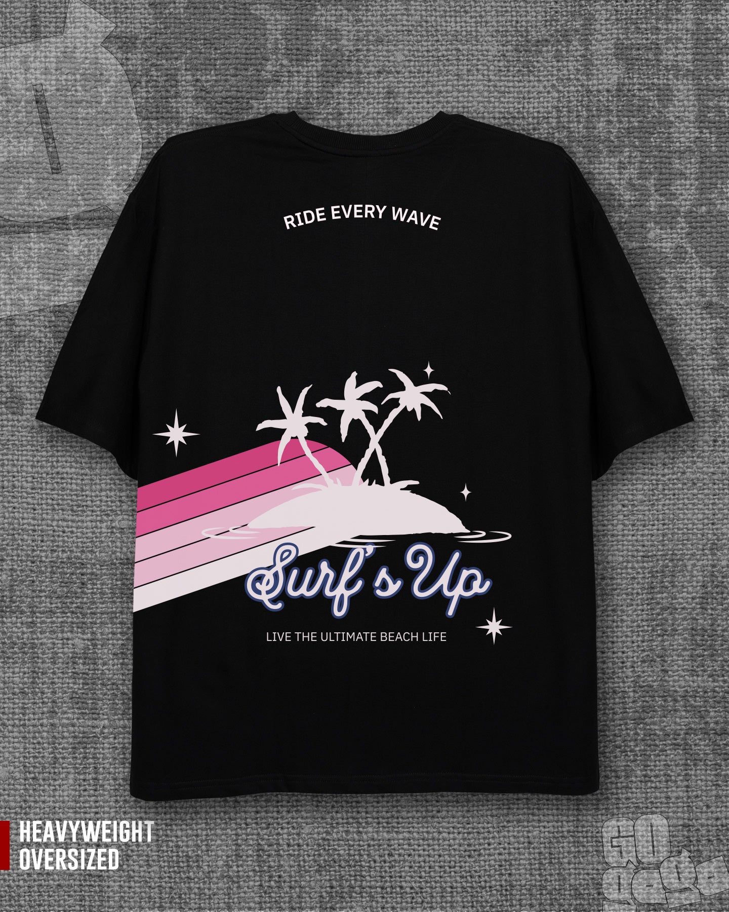 Surf's Up  Black Heavyweight Oversized T-shirt