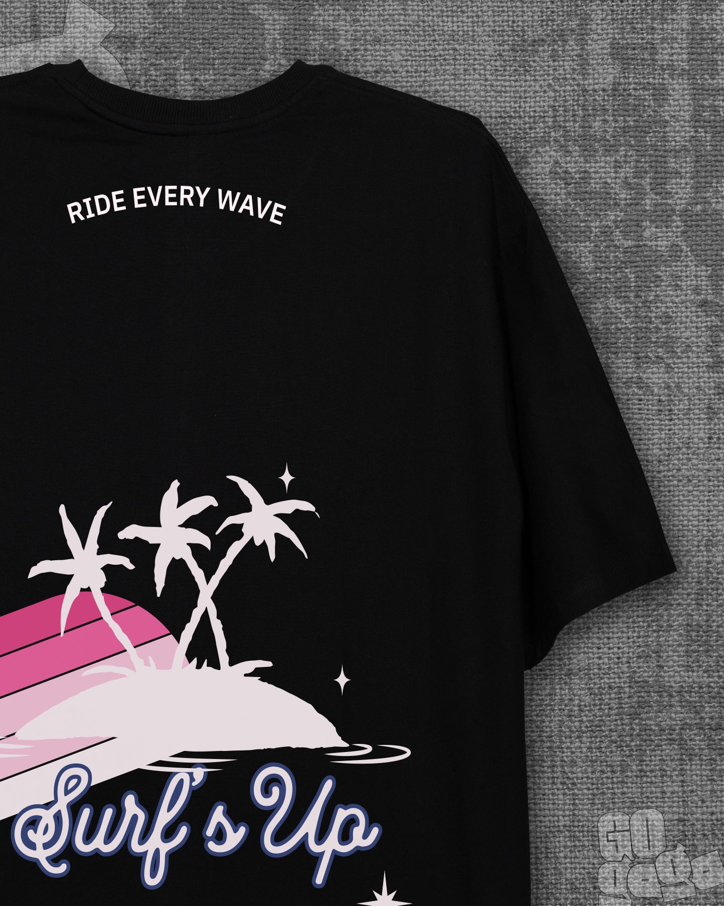 Surf's Up  Black Heavyweight Oversized T-shirt