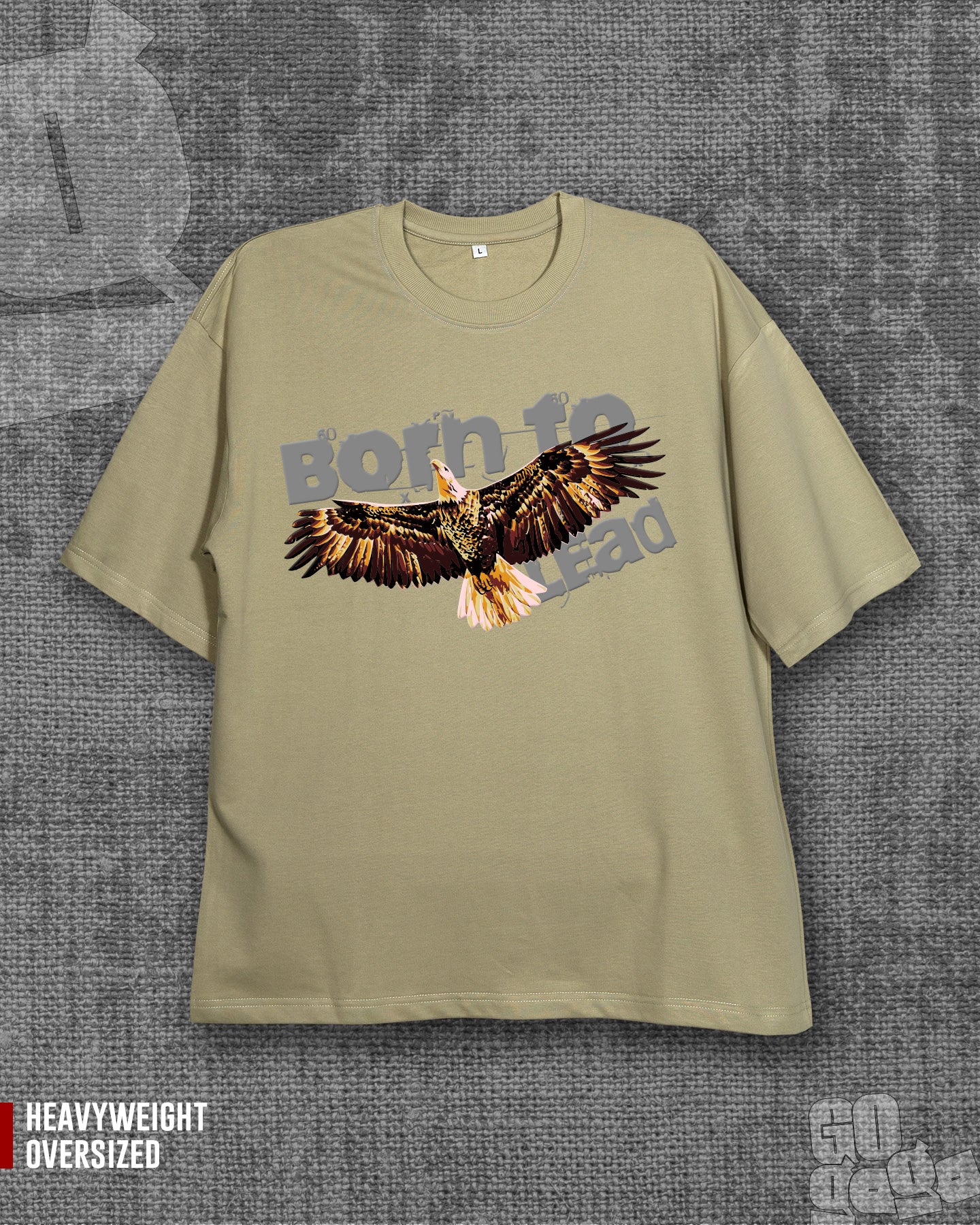 Born to lead Cement Grey Heavyweight Oversized T-shirt