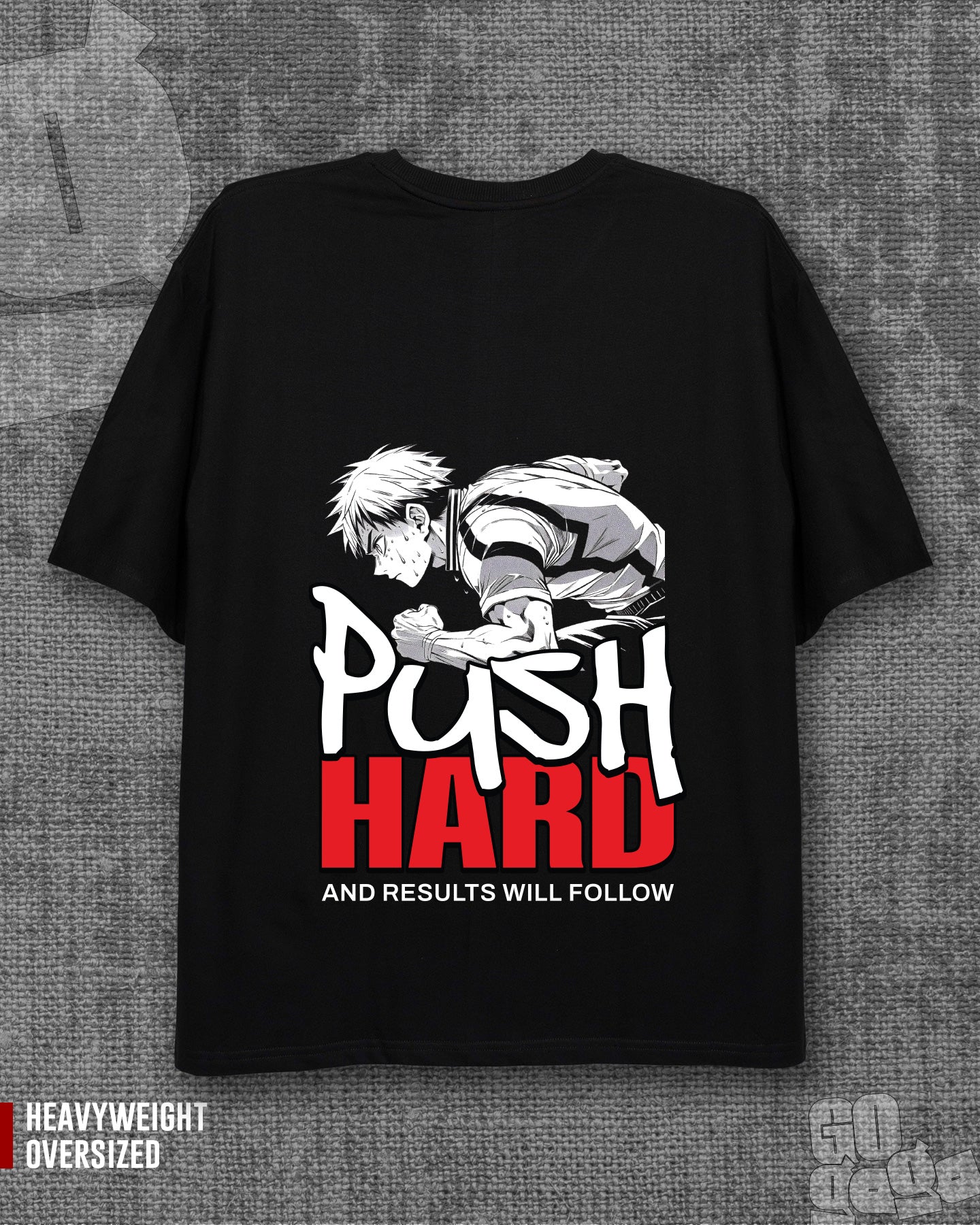 Push Hard Black Heavyweight Oversized T-shirt