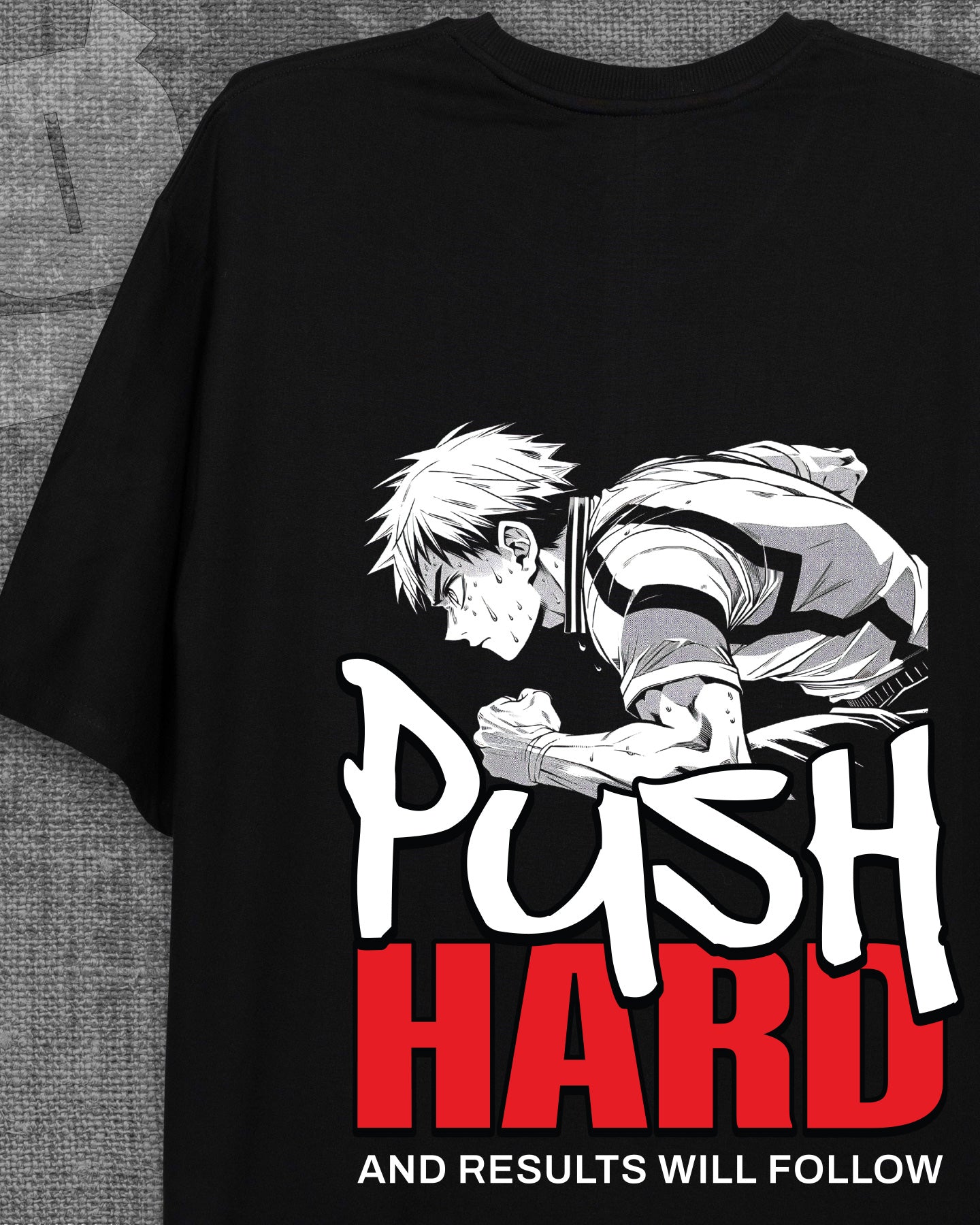 Push Hard Black Heavyweight Oversized T-shirt