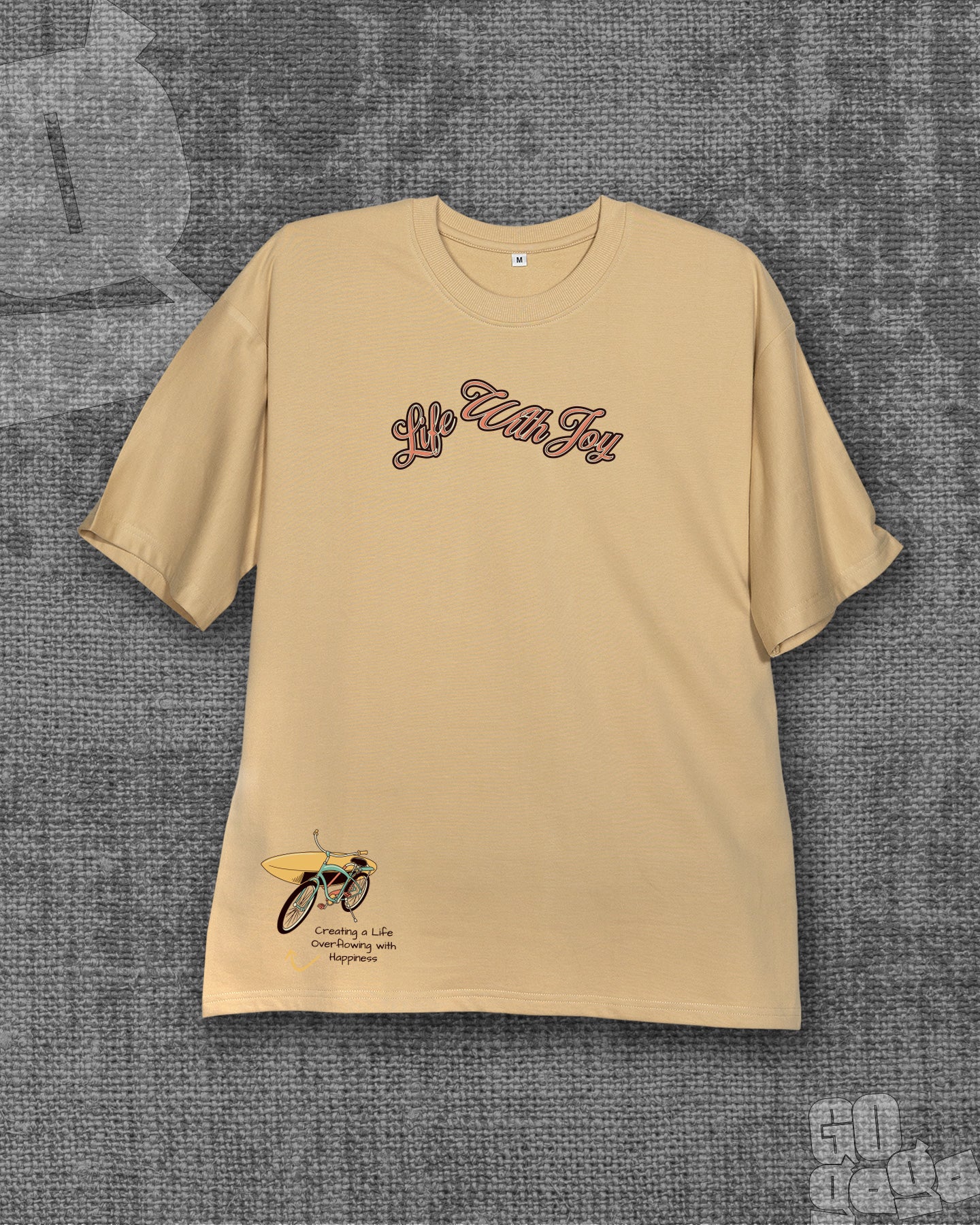 Life with joy Light Beige Heavyweight Oversized T-shirt