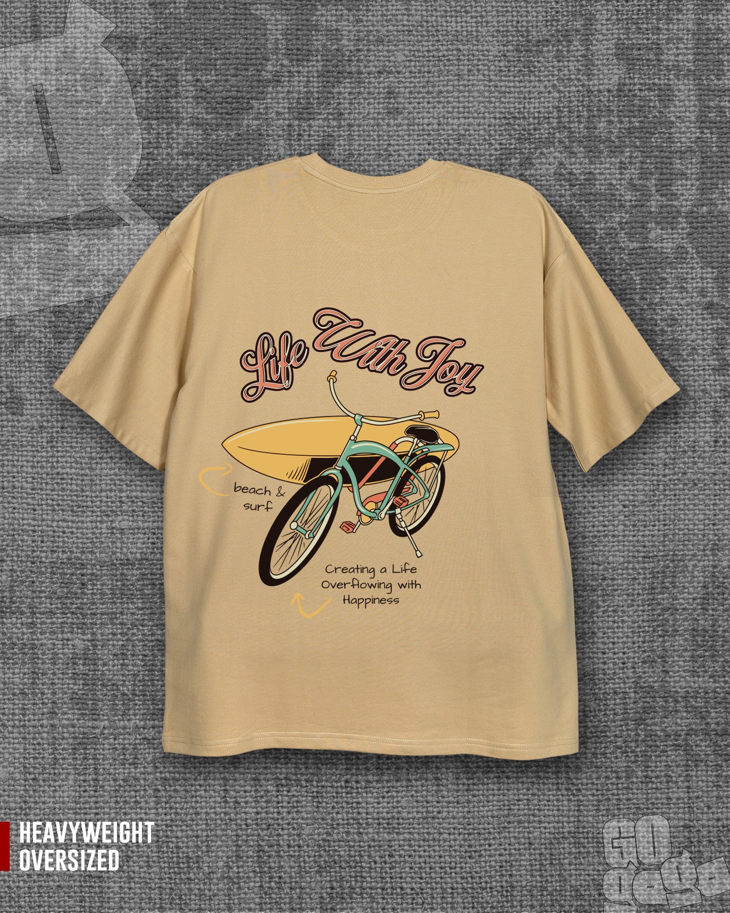 Life with joy Light Beige Heavyweight Oversized T-shirt