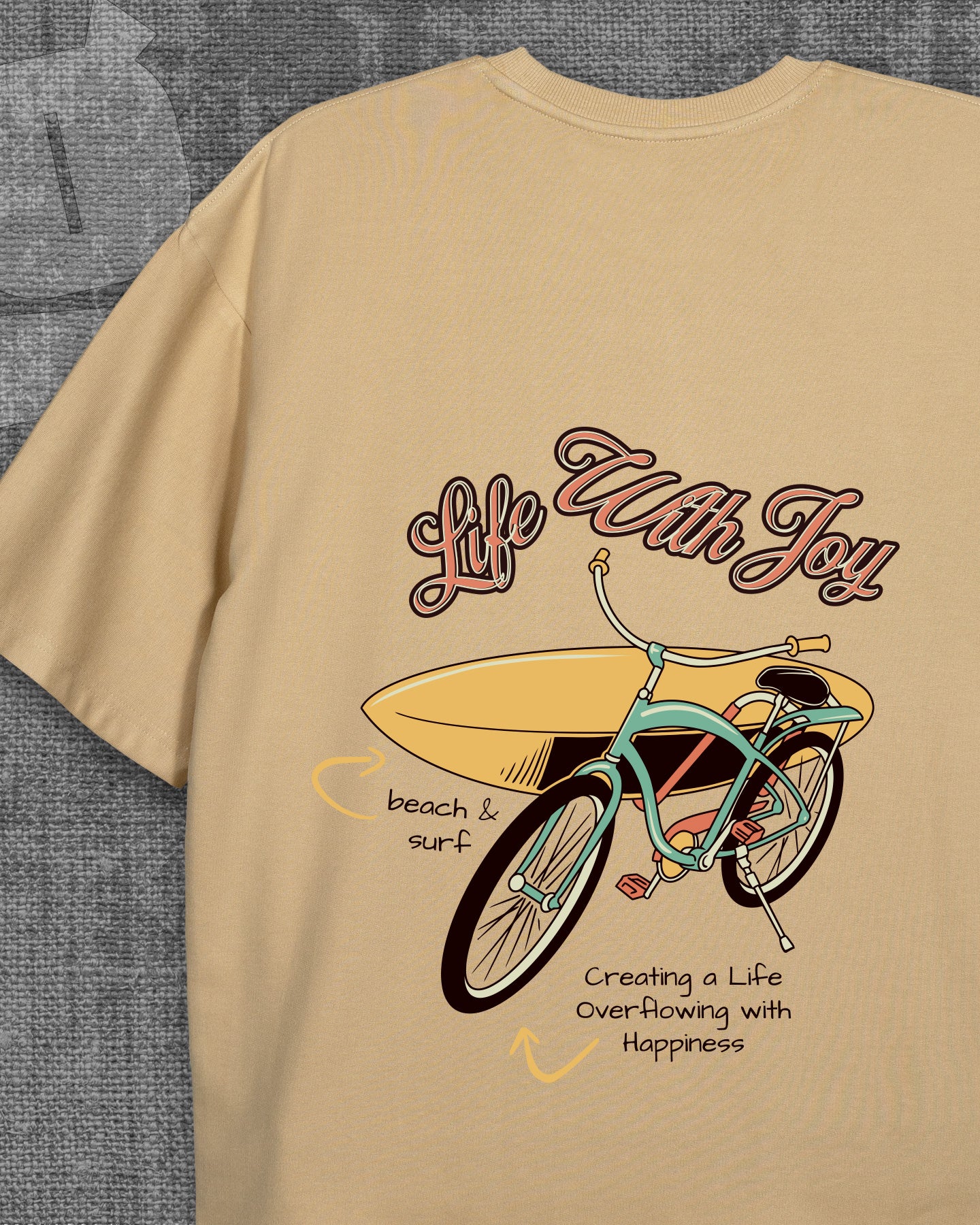 Life with joy Light Beige Heavyweight Oversized T-shirt