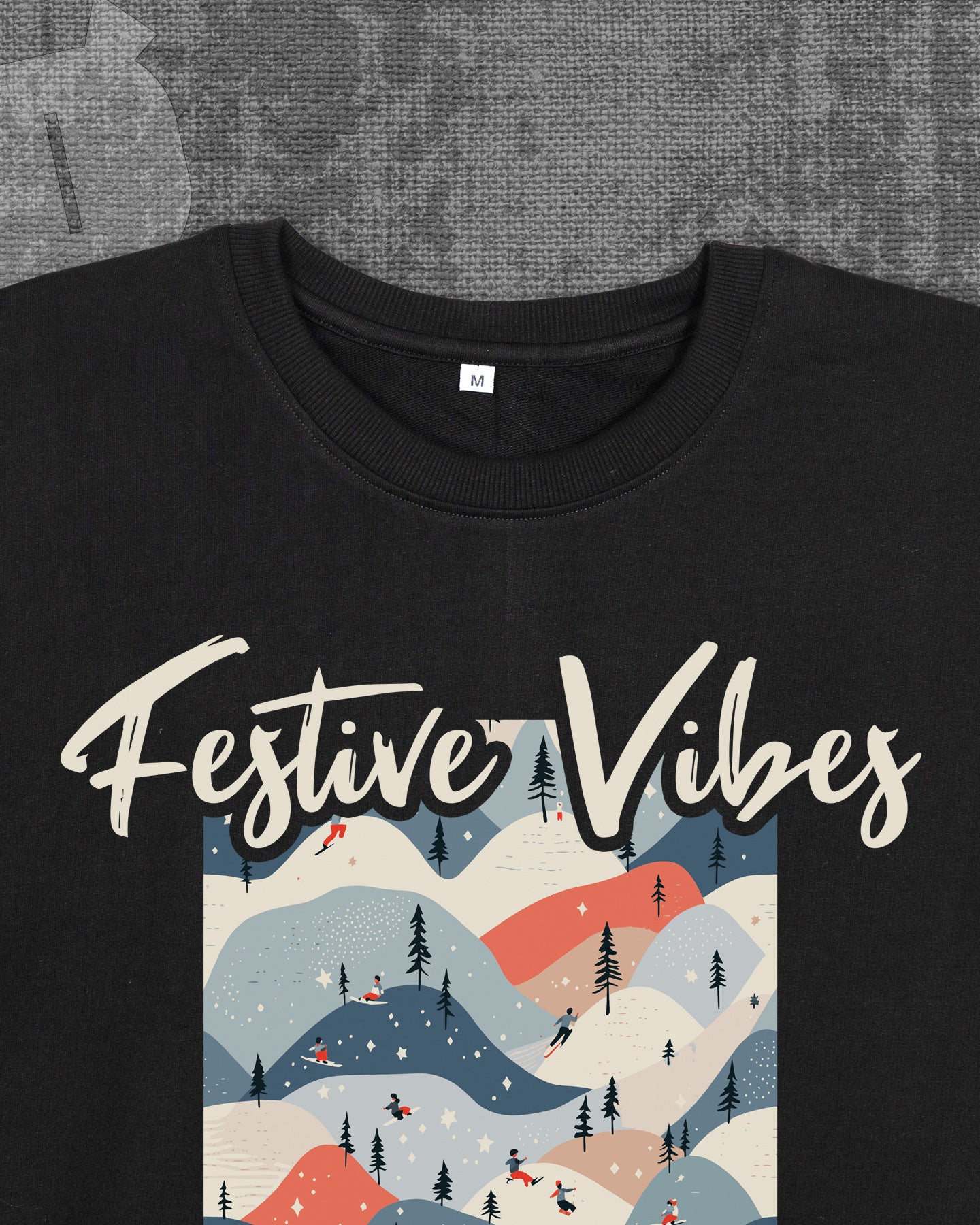 Festive Vibes Black Heavyweight Oversized T-shirt