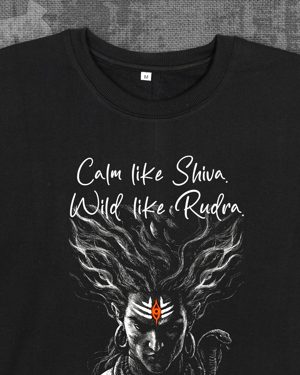 Calm like Shiva, Wild like Rudra Black Heavyweight Oversized T-shirt