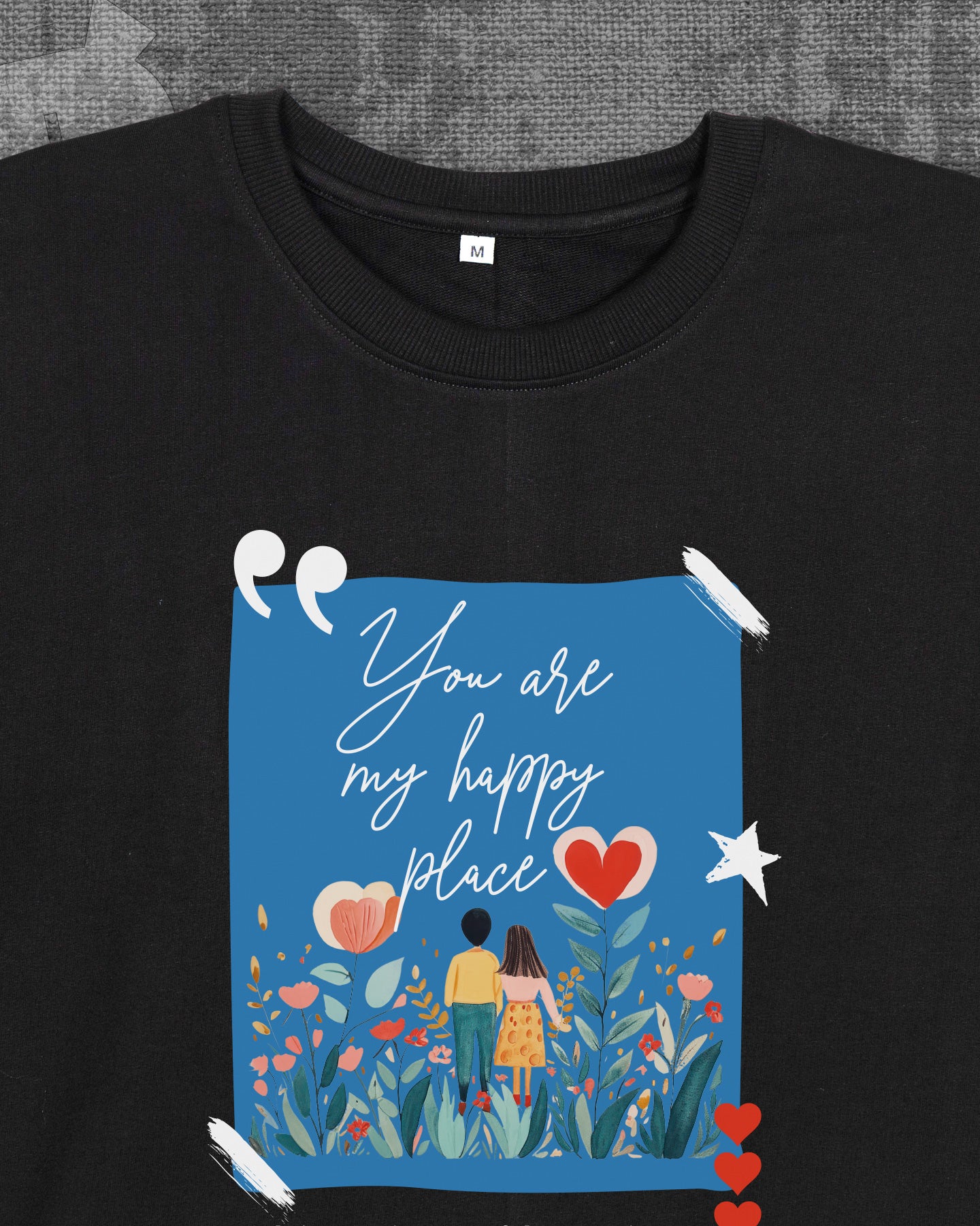 You are my happy place Black Heavyweight Oversized T-shirt