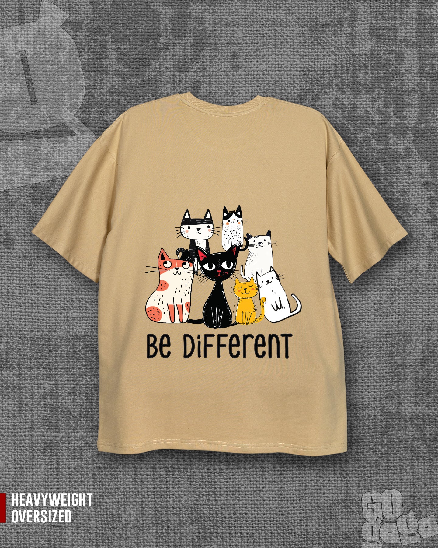 Be Different Light Beige Heavyweight Oversized T-shirt