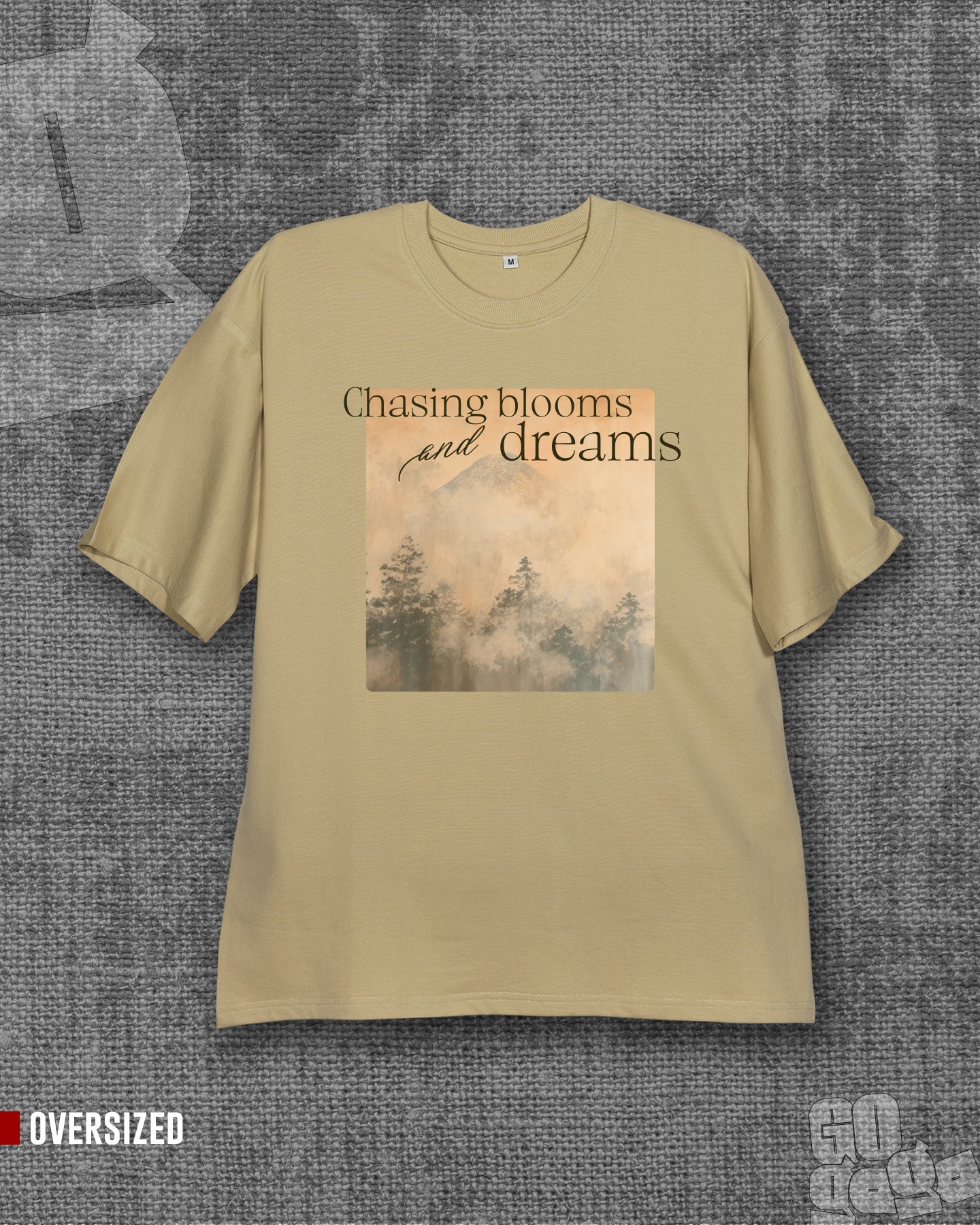 Chasing blooms Beige Oversized T-shirt