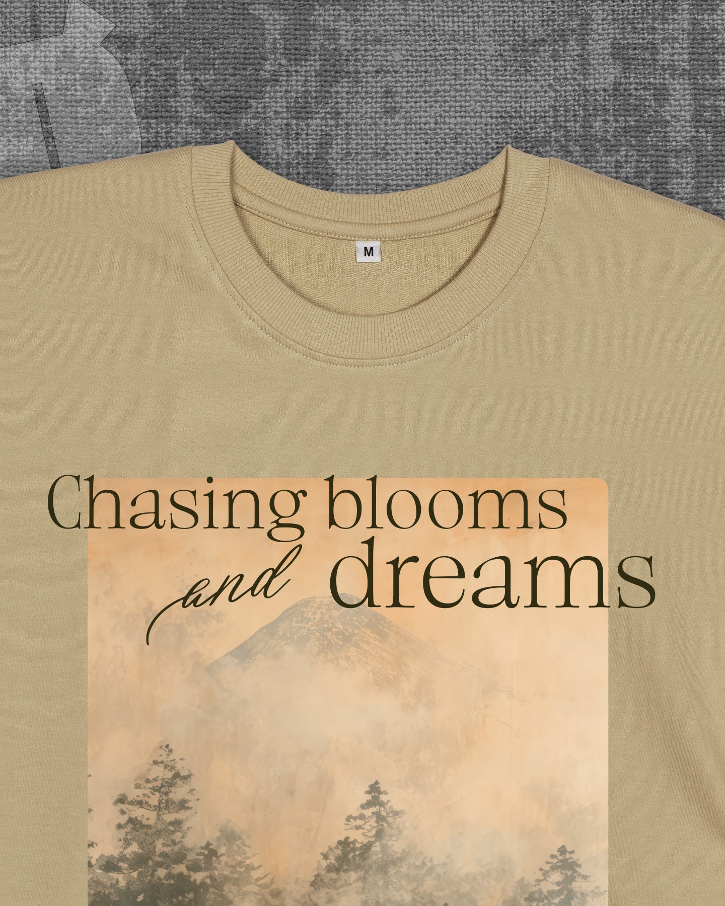 Chasing blooms Beige Oversized T-shirt